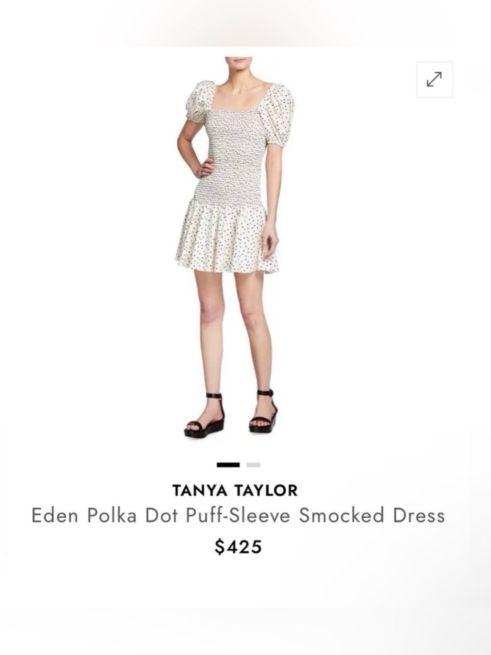 Smocked Puff Sleeve Tanya Taylor Polka Dot Coquette Dress